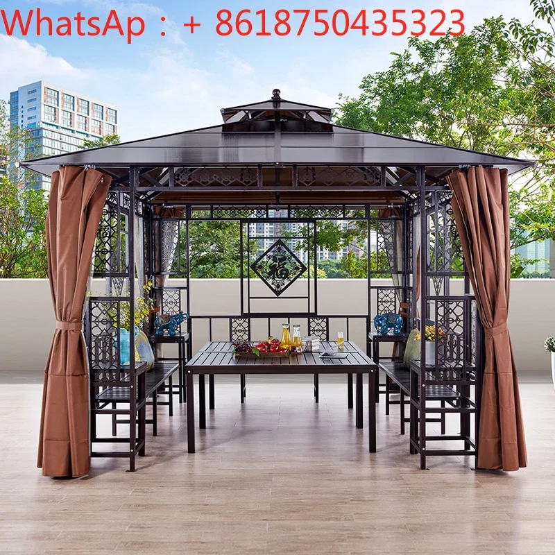 

Outdoor pavilion garden courtyard anti-corrosion wood aluminum villa wooden house sunshade tent mobile Chinese outdoor pavilion