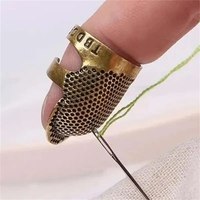 Adjustable Vintage Sewing Thimble, Handmade Non-slip Embroidery against Ring, Vintage Needle Presser Needle Hoop Finger Holder