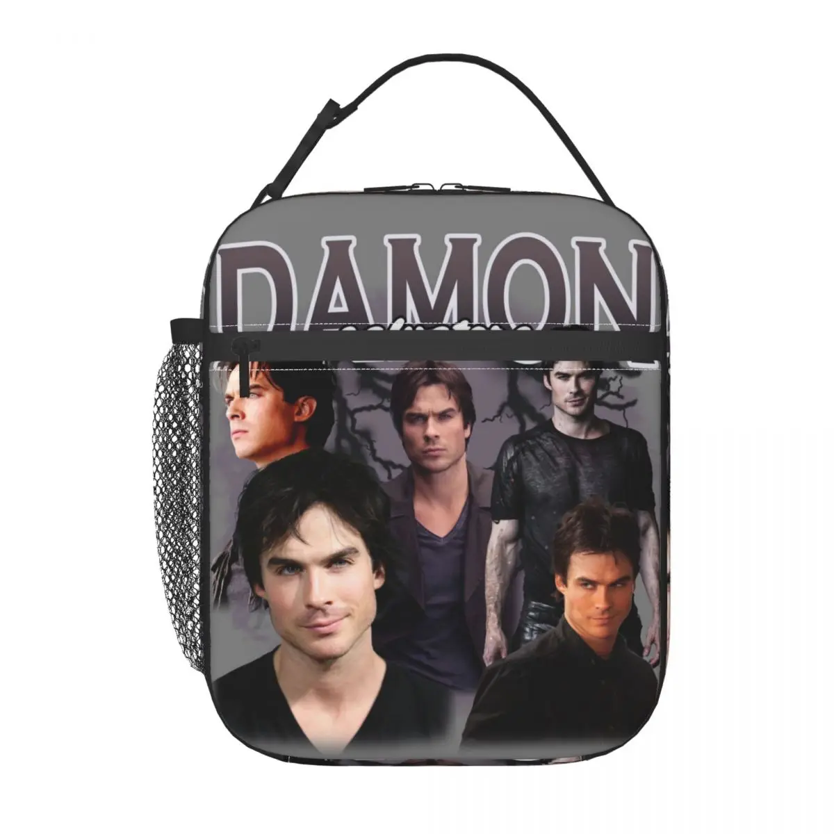 Damon Salvatore Insulated Lunch Bags Thermal Bag Reusable The Vampire Diaries Ian Somerhalder Tote Lunch Box Bento Pouch Outdoor