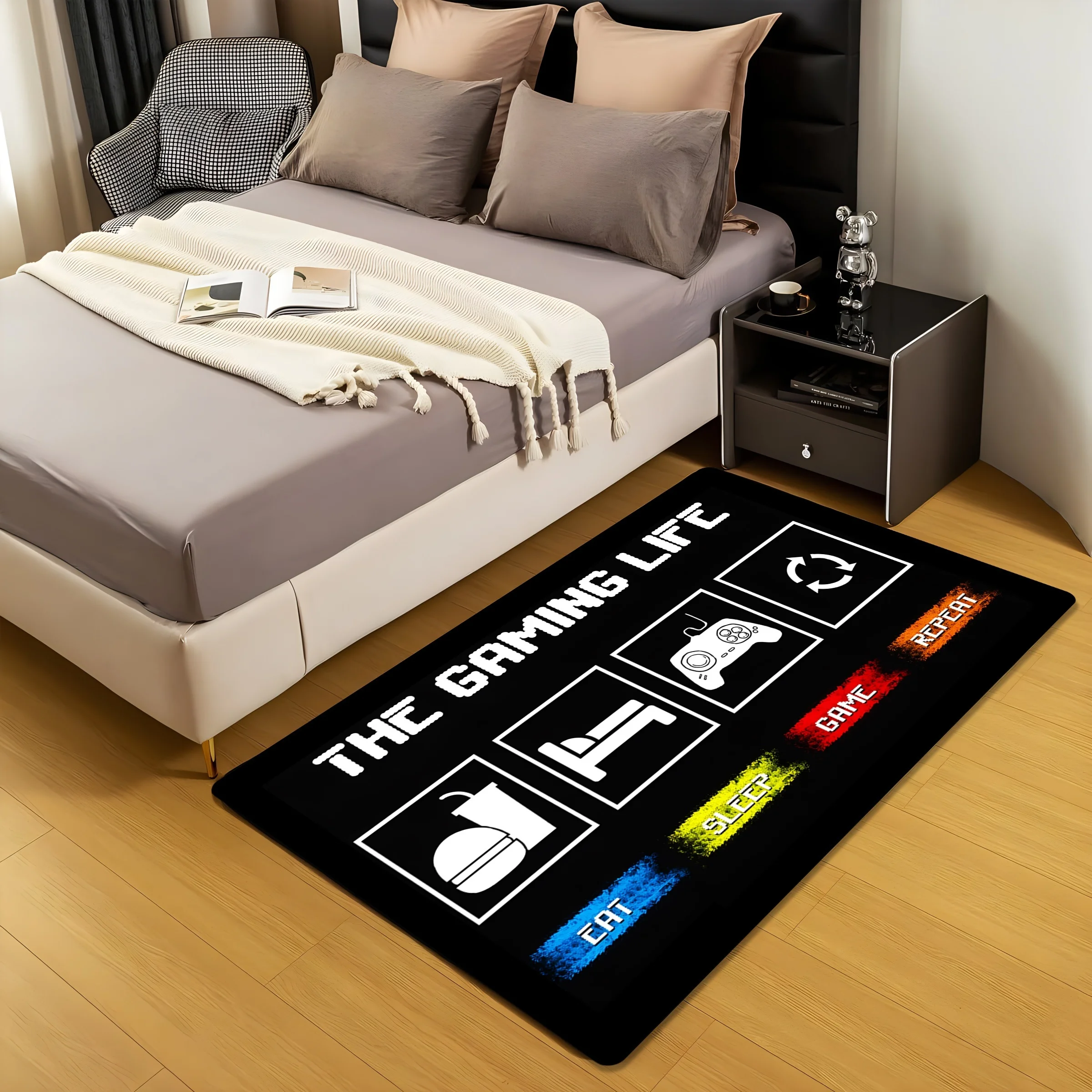 A 3D Printed Cool Gaming Style Area Rug Made of High-Quality Flannel, Thick Memory Foam, and Non-Slip Backing, Weighing over 1.1 lb Per Square Meter Suitable for Living Rooms, Bedrooms, Gaming Rooms