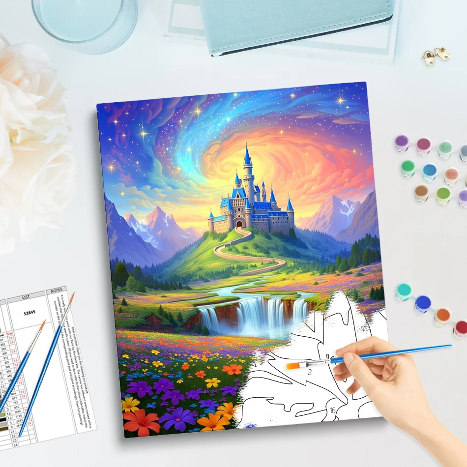 GATYZTORY Painting By Numbers On Canvas With Stretcher For Beginner Number Painting Canvas Painting Landscape Home Decoration 2