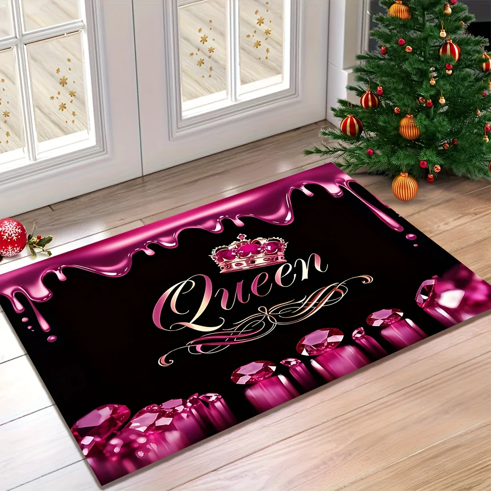 1pc Queen Crown Luxury Door Mat for Home Entrance Decorative Rug Non-Slip Outdoor Mats for Entryway Kitchen Bedroom Bathroom L