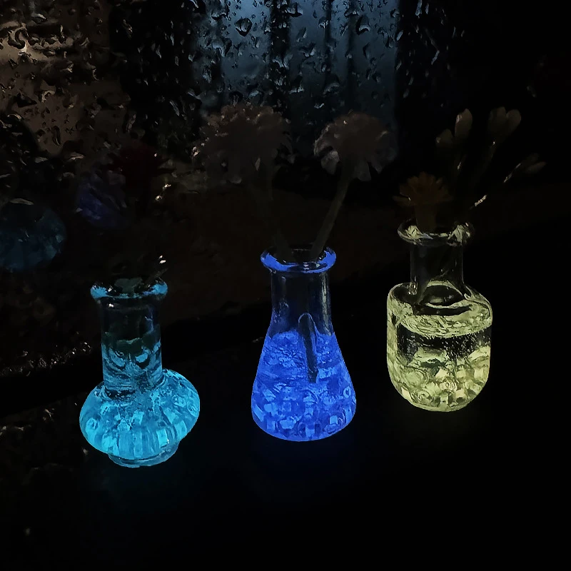 2 pezzi mini vaso di vetro luminoso casa delle bambole ornamenti da tavolo accessori per colla crema