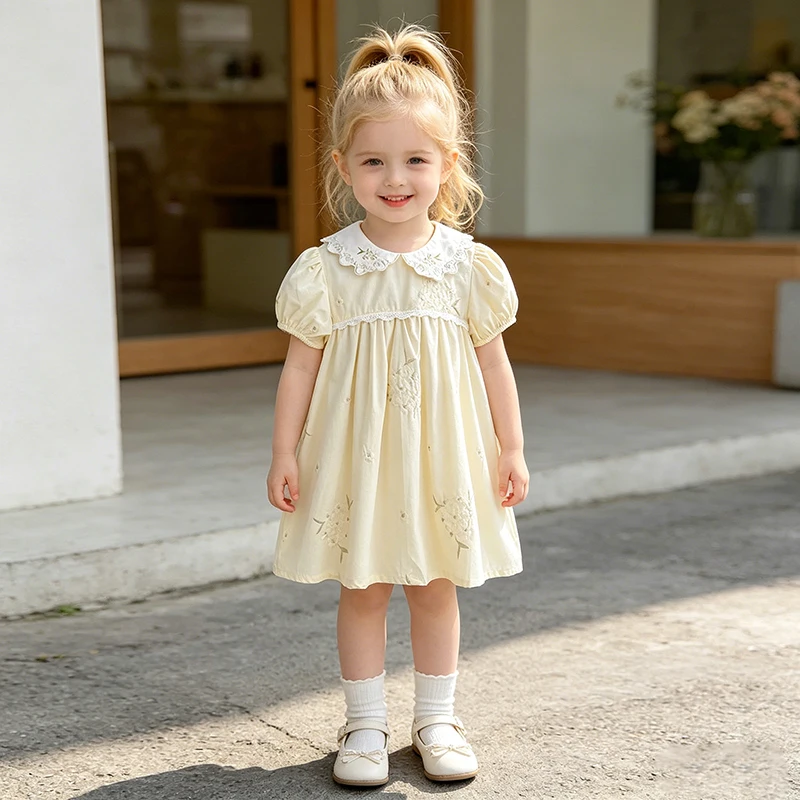 Vestido de Verano 2026 para Niñas de 2 a 6 Años, Vestido Elegante con Bordado de Flores, Vestido de Princesa, Vestido Dulce para Niñas