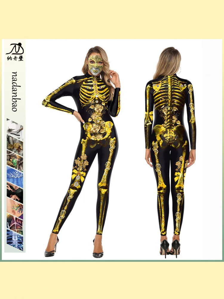 ثلاثية الأبعاد لوهوين الهيكل العظمي طباعة ارتداءها تأثيري حلي الكبار الاسمية أداء الزي مادة البوليستر ملابس عرقية أصيلة