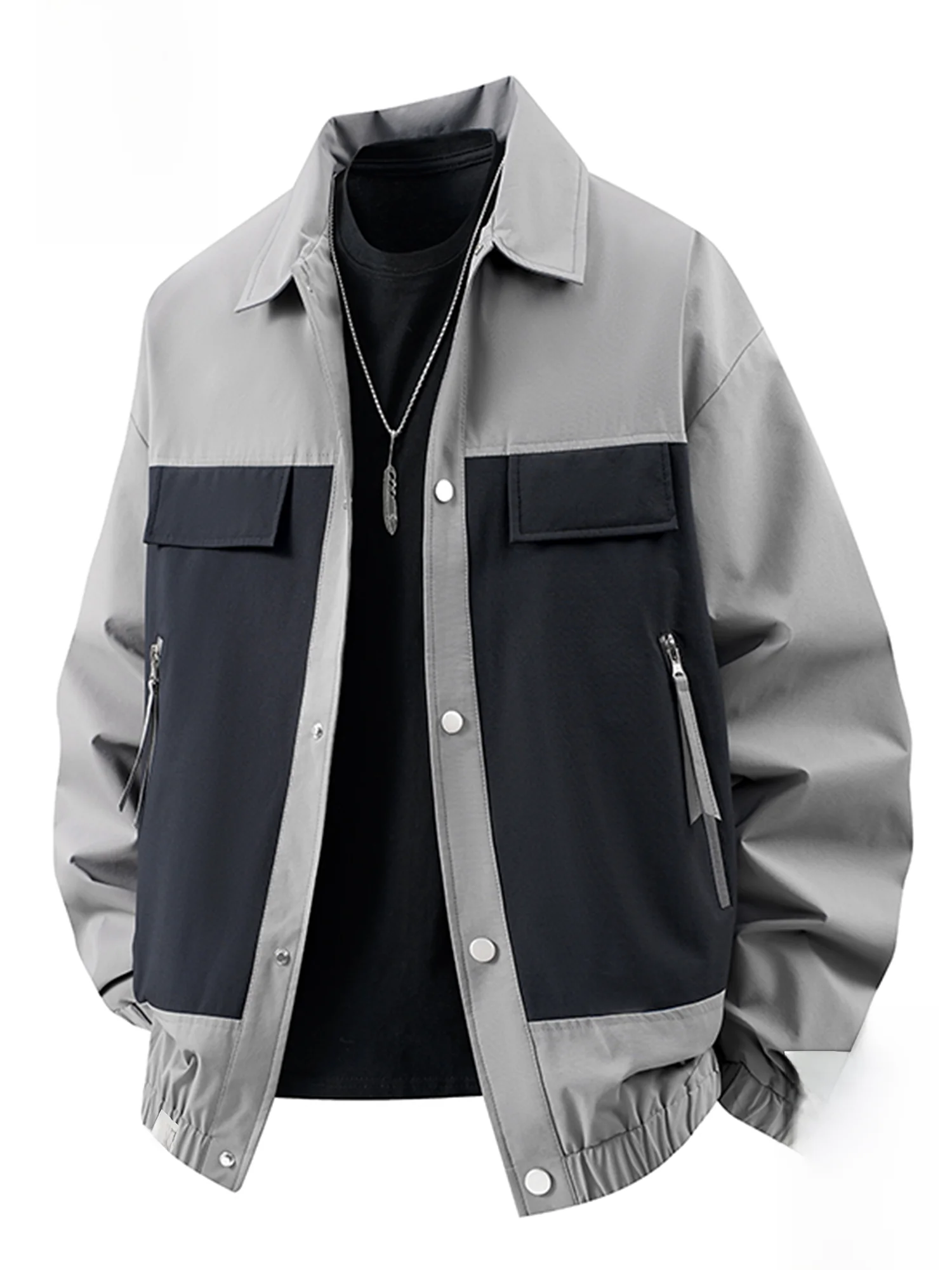 

Мужская весенняя новинка: свободная повседневная куртка Paul Frank Large Mouth Monkey Color Blo Workwear с воротником, на молнии и пуговицах