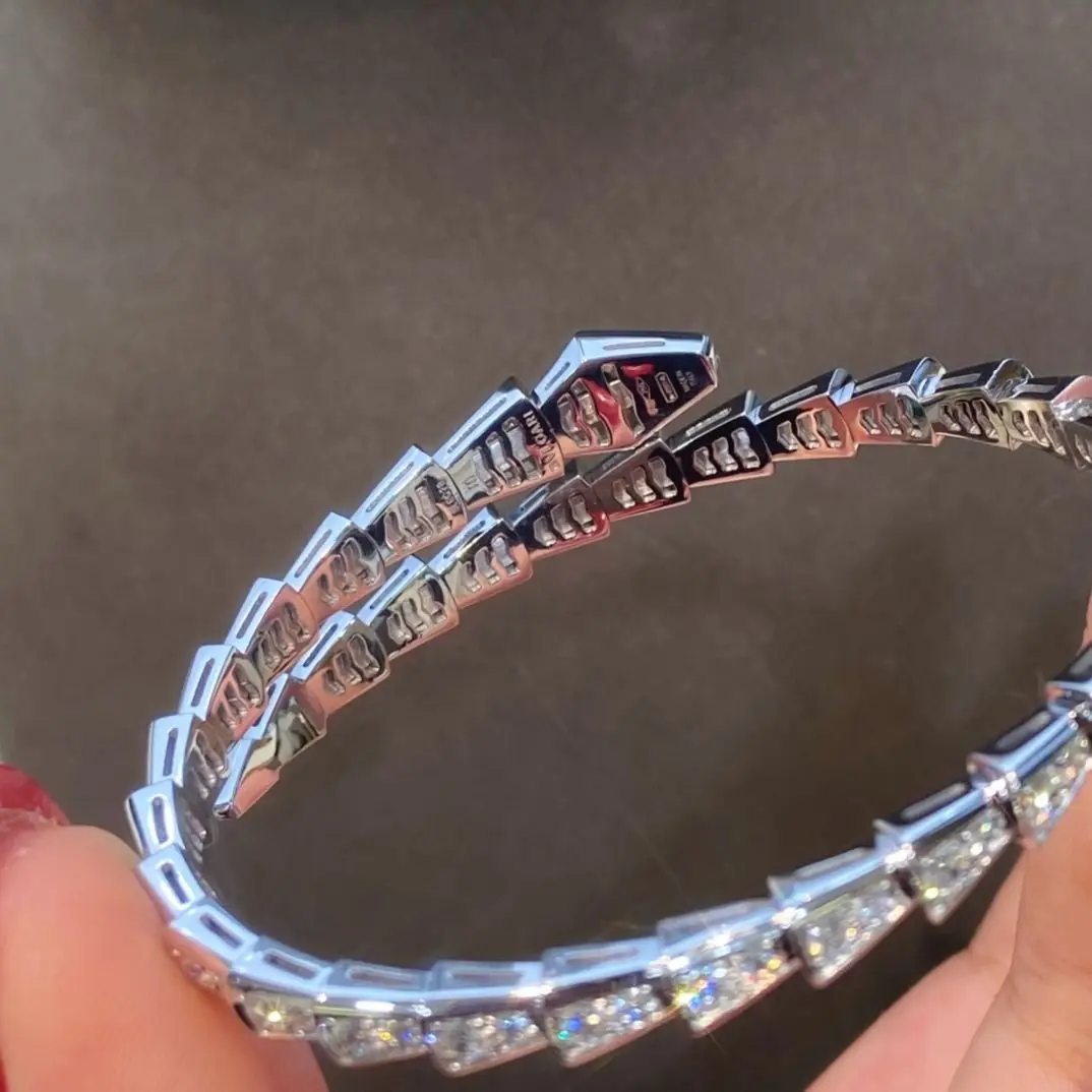 18K Volledige Diamanten Slangenarmband Luxe Ontwerp Op Maat Veelzijdige Originele Sieraden