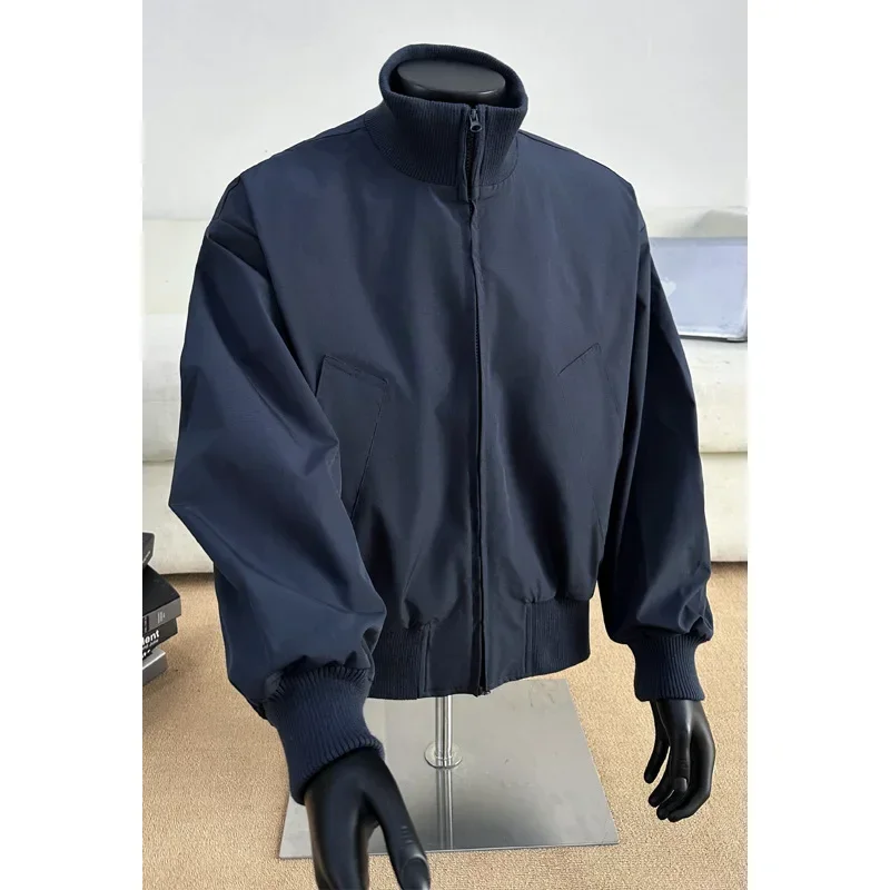 

Loose Fit Hong Kong Style Men's Jacket High Quality Large Size Stand Collar Outerwear Summer Thin Material Chinese Origin