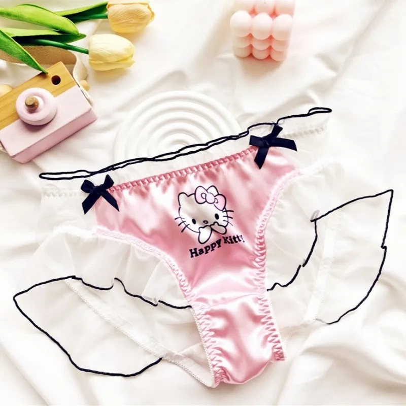 

Sweet Hello Kitty Girls Sexy Briefs Panties Cartoon Cute Women's Bikini Underwear Transparent Low Waist Lingerie Трусы Женские