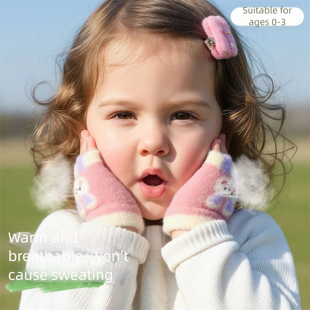 

0-3 Years Old Cute Warm Kids Winter Gloves Windproof Coldproof Children Mittens Candy Color Soft Baby Gloves Toddler