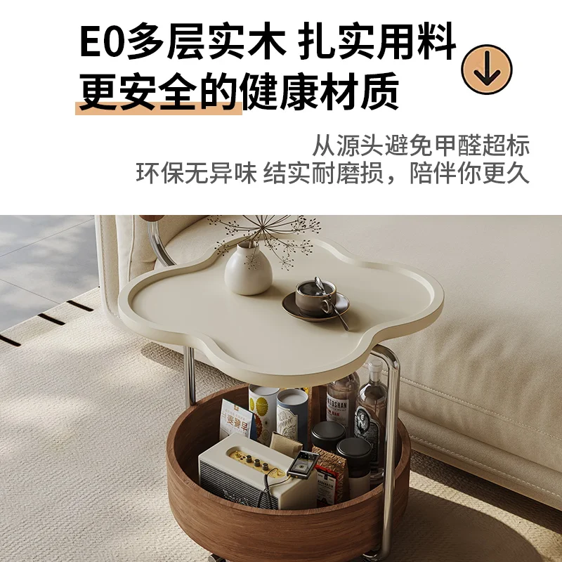 Solid wood sofa edge several light luxury high-end sense movable cart