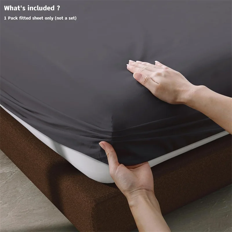 Ultra Soft Egyptian Cotton Fitted Bed Sheet with Elastic Bands Luxury 800TC Non Slip Mattress Cover 100/140/160/180/200x200cm
