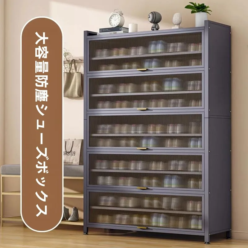 large-capacity-steel-dustproof-shoe-cabinet-multi-layer-storage-rack-entrance-organizer-pulling-cart-surfboard-storage