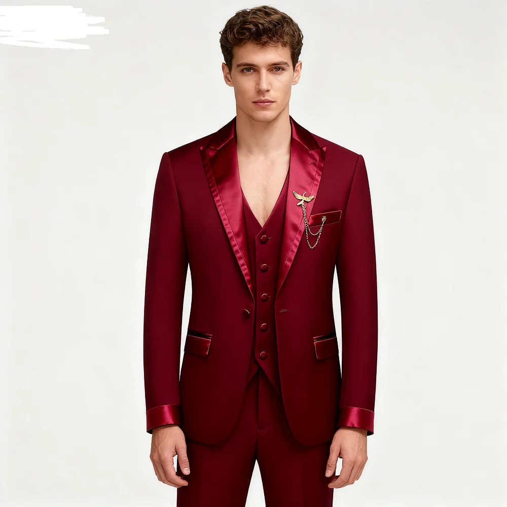 

Men's Black 3-Piece Suit Slim Fit Elegant Formal Casual Ensemble Jacket Vest Pants Business Wedding Dance - Complete Outfit Set