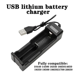 Lithium Battery Charger 1 Slot Universal USB Fast Charger Lithium Battery Charger for 14500 16650 14650 18500 26650