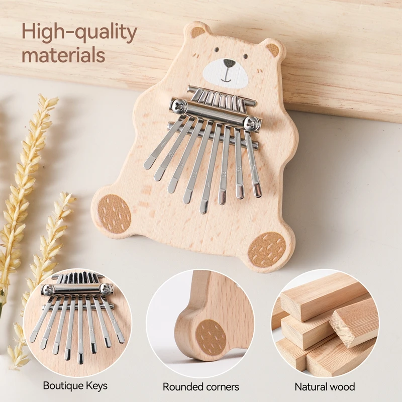 Montessori Toys Mini Kalimba Exquisite Finger Piano Baby Cartoon Bear Thumb Piano Portable Marimba Musical Pendant Toy Gift 8Ke