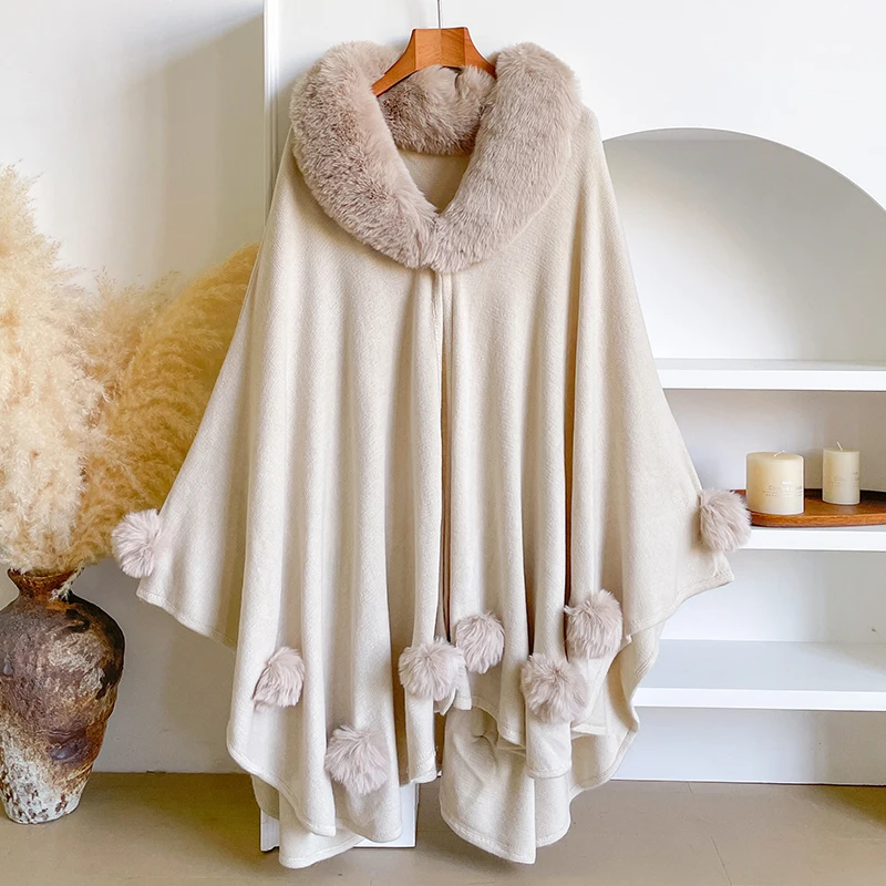 冬の新作-レディース-厚手-ミンクウール-フルトリム-フェイクファー-ケープ-フード付き-ルーズ-フリース-クローク-コート-パーティー-ドレス-ラップ-暖かい