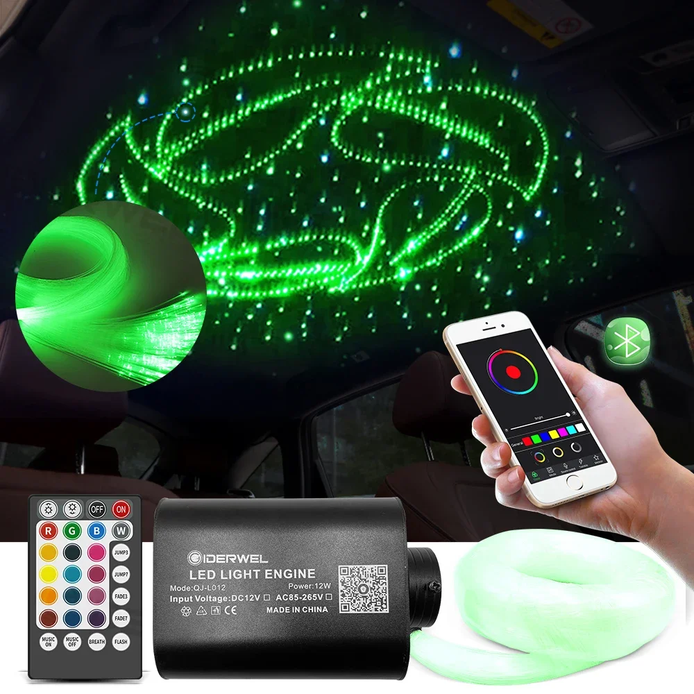 Smart Optic Fiber APP remote RGBW control Starry Sky Effect Ceiling Optical Fiber Cable for Car Decoration ambient lighting