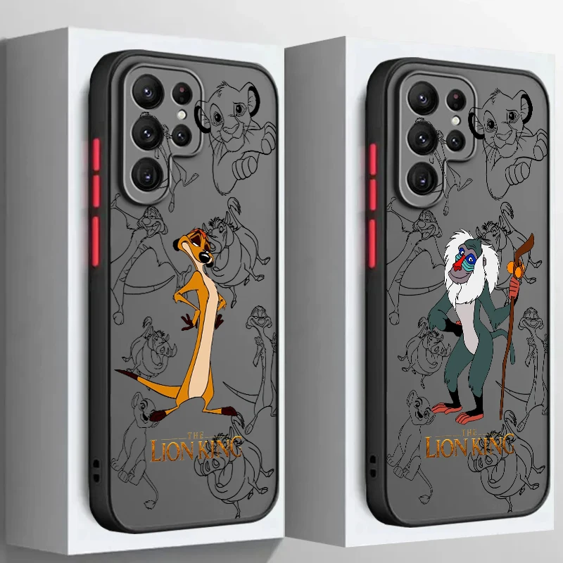 

Disney The Lion King Cute Frosted Translucent For Samsung Galaxy S24 S23 S22 S21 S20 FE S10 S9 S8 Plus Ultra Pro 5G Cover