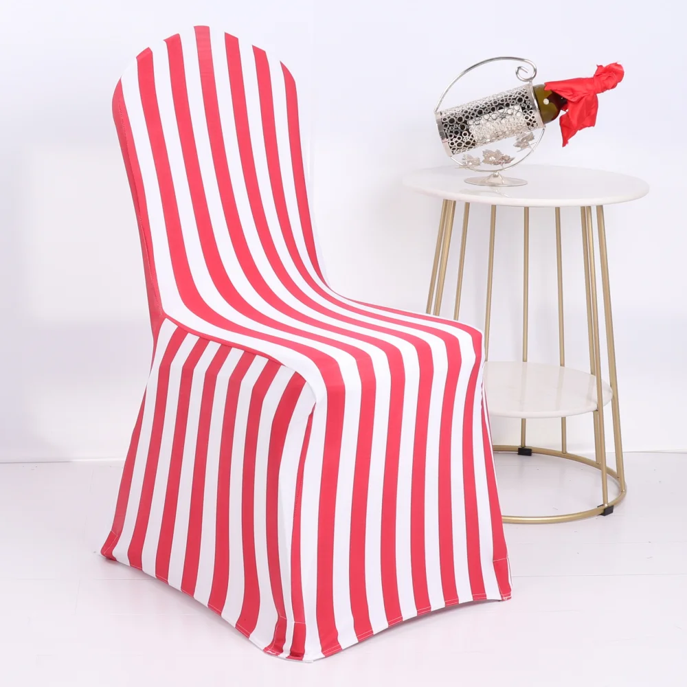 Stretch Spandex Chair Cover, Red Striped, Royal Blue and White, Wedding Covers, 6Pcs