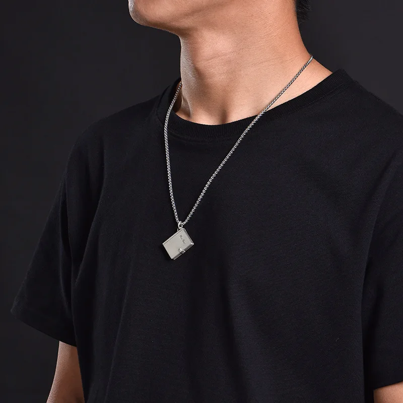 Copper Silver Plated Vintage Redemption Pendant Book Hammer Male Inspirational Struggle Necklace Student