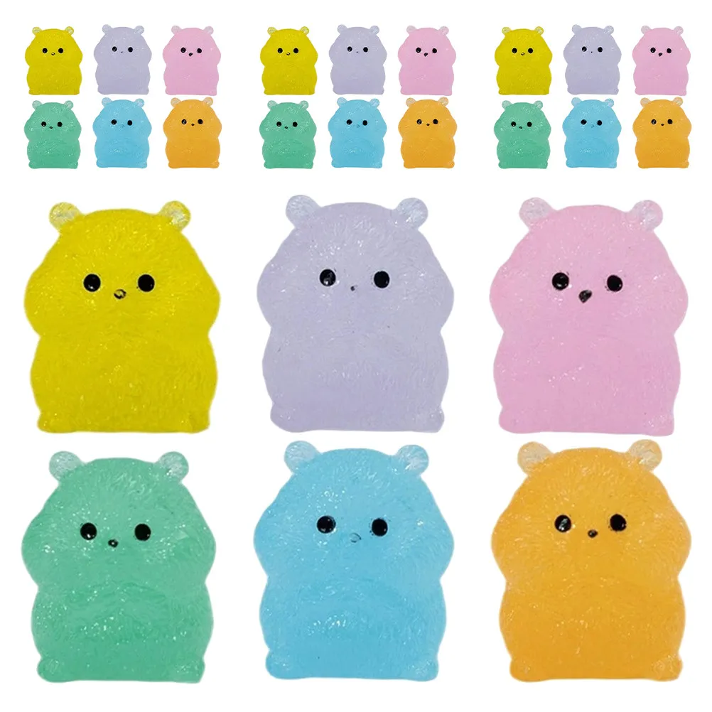 48Pcs Glow in The Dark Mini Resin Hamster Ornaments for Fairy Garden Bonsai Terrarium Micro Landscape Decoration Cute