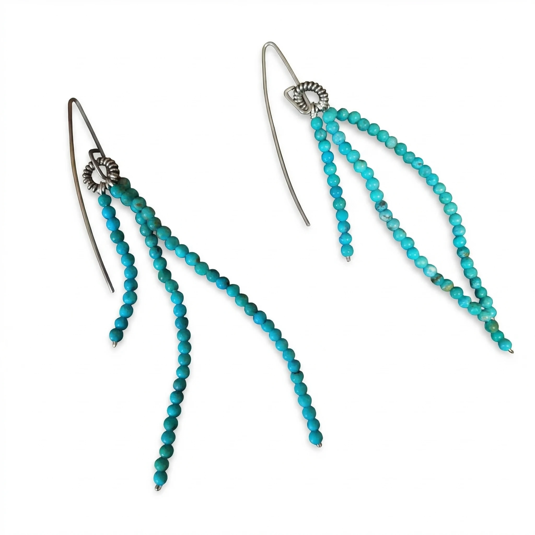 

Handmade Natural Blue Green Earrings, Nuqiue/Original Design 925 Vintage Oxidized Long Dangle Earrings, No Copy Women Jewelry