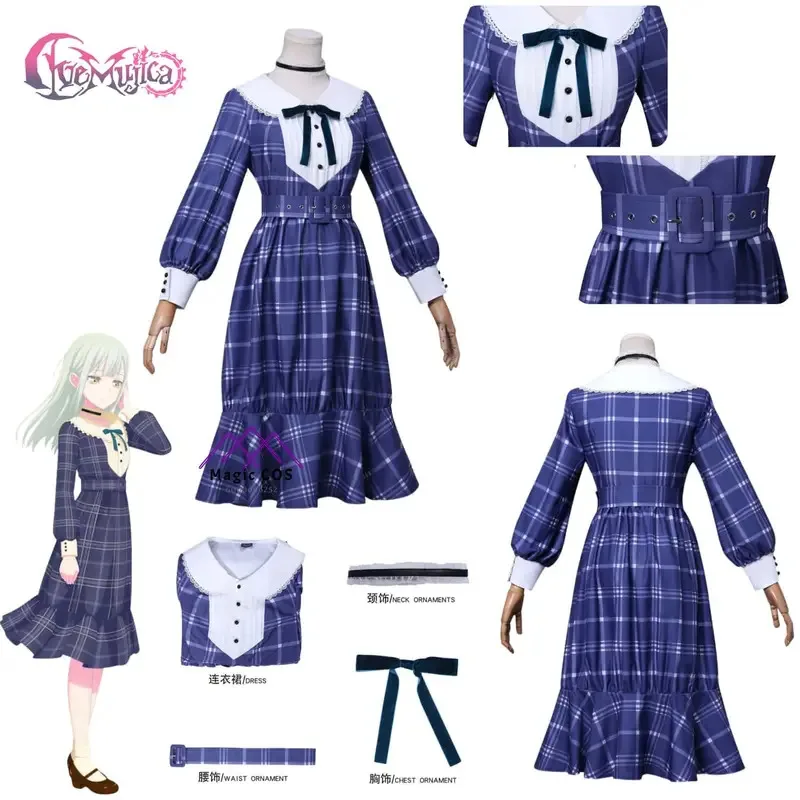 أزياء بانج دريم أفيوجيكا مورتيس التأثيرية للبالغين معرض الرسوم المتحركة لحفلة الهالوين فستان أزرق متقلب sf/1