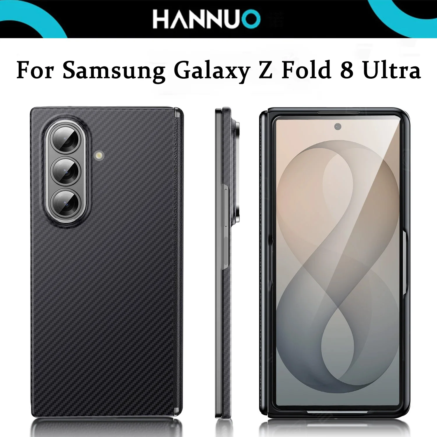 HANNUO Carbon Fiber Magnetic Case for Samsung Galaxy Z Fold 8 Ultra -thin Protective Cover Shockproof Cover Phone Accessories