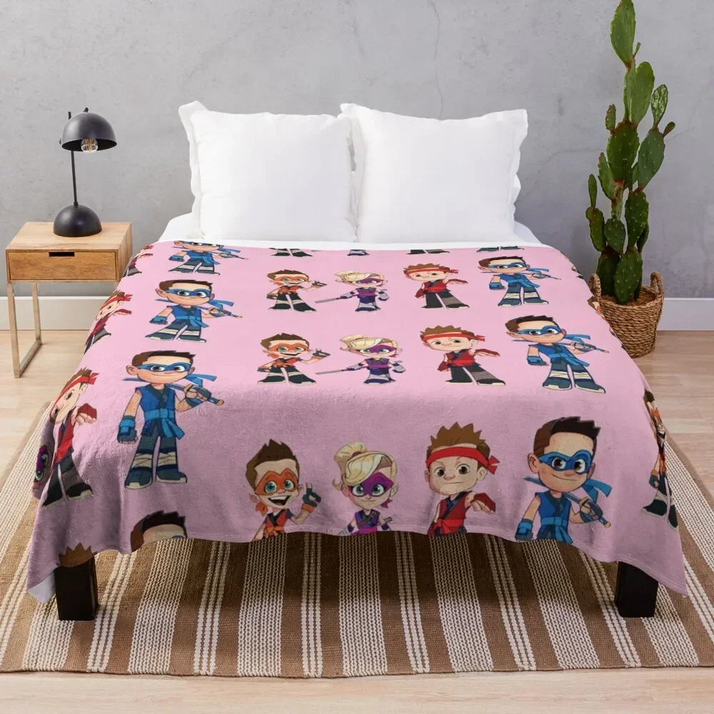 

Ninja Kidz, Cartoon Ninjaz Throw Blanket Plush Decorative Beds Blankets