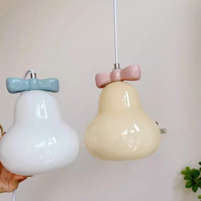French Cream Glass Luster Small LED Pendant Lights Bedroom Bedside Porch Aisle Restaurant Interior Art Decorative Lamp Fixtures