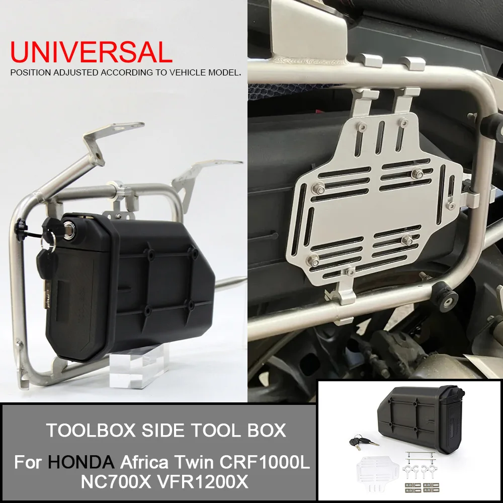 For HONDA Africa Twin CRF1000L NC700X VFR1200X Crosstourer Tool Box Motorcycle Toolbox Tool Box Waterproof Side Decorative Box