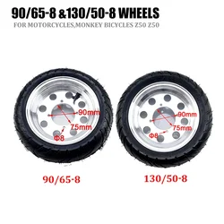 130/50-8 Rear Tire & 90/65-8 Front Vacuum Rims Wheels for Buyang Electric Scooter Pocket Bike Mini One Set