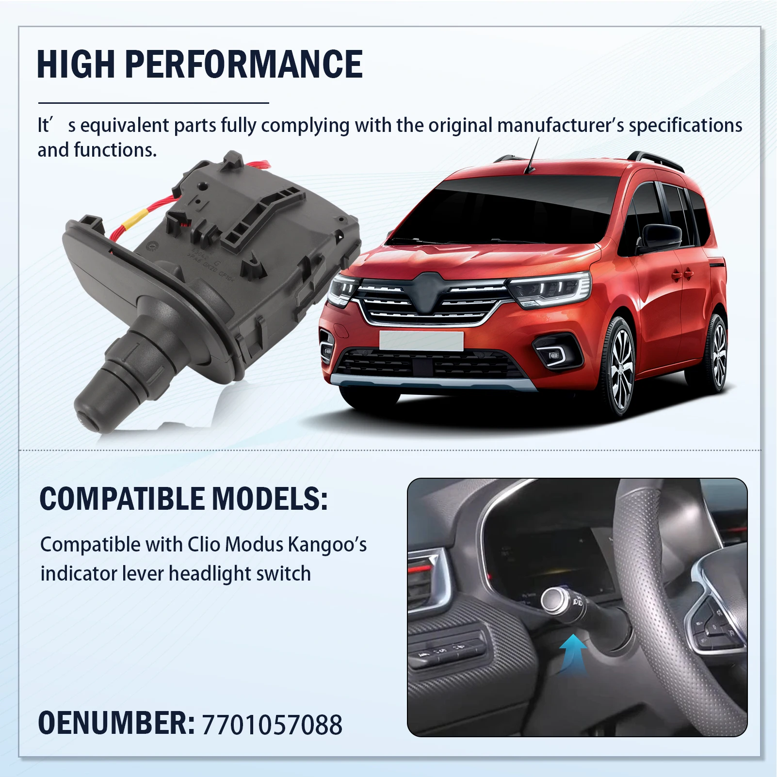 

8201590638 Car Headlight Light Indicator Stalk Switch For Renault Kangoo Grand Modus Clio III 1.5dCi 7701057088 7701057090