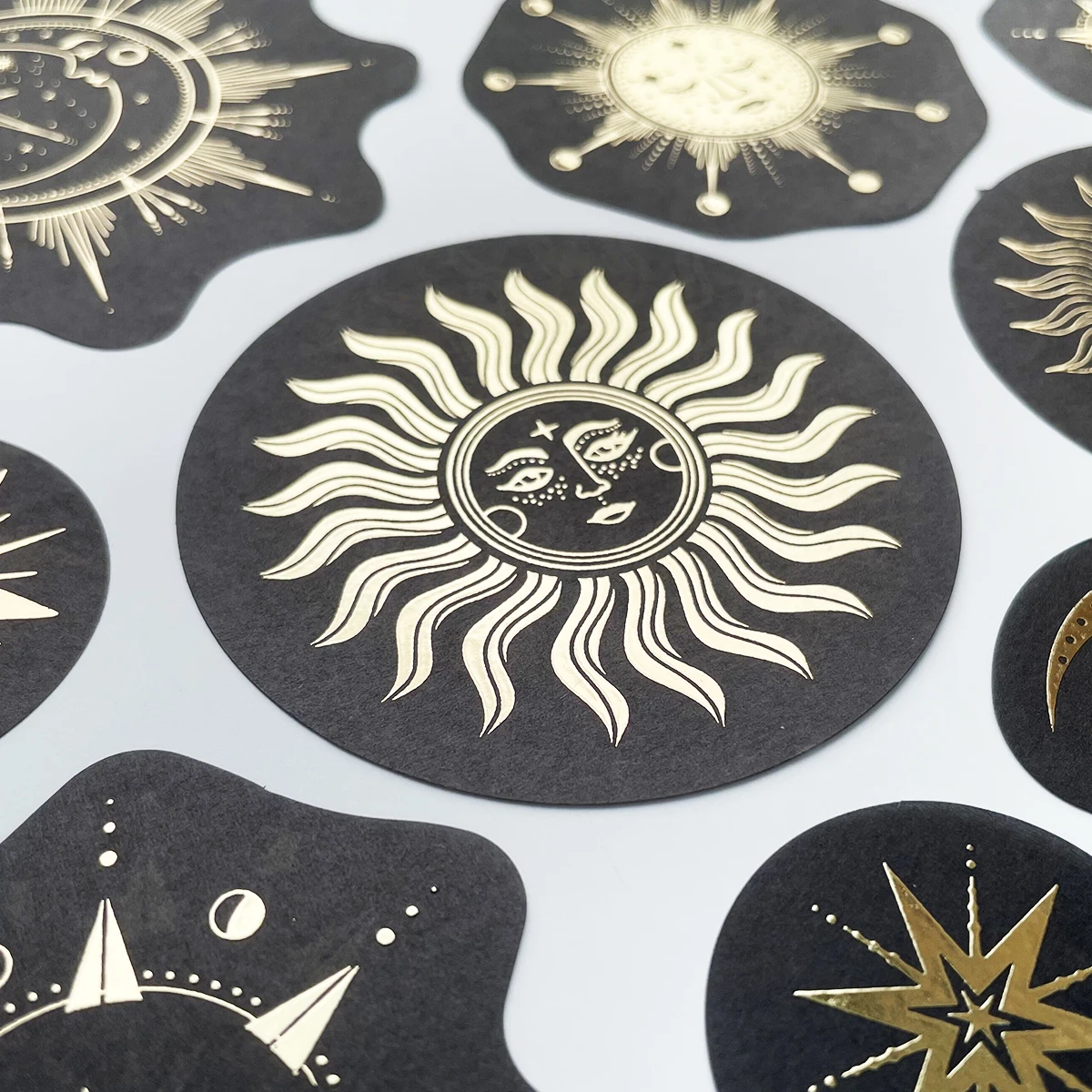 40pcs/pack 6 Designs Constellation Tarot Gold Sticker Scrapbooking Label Diary Album Retro Journal Planner Decorative Stationery