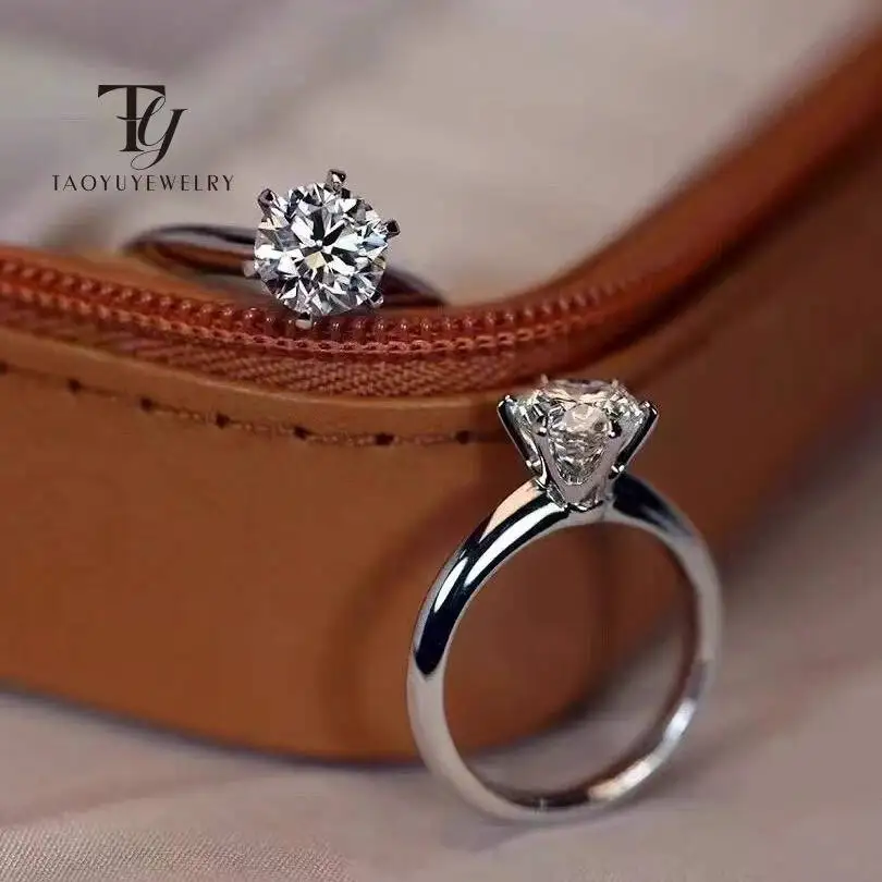 TY New Sterling Sier Real Moissanite Rings Wholesale 925 Sterling Silver Moissanite Women's Engagement Ring Minimalist D Color