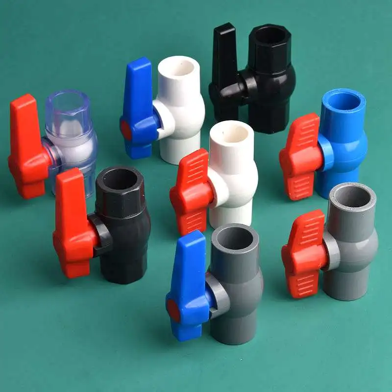 20~50mm PVC/UPVC Blue White Black Gray Ball Valve Garden Agriculture Irrigation Fittings Aquarium Water Pipe Switch Ball Valve