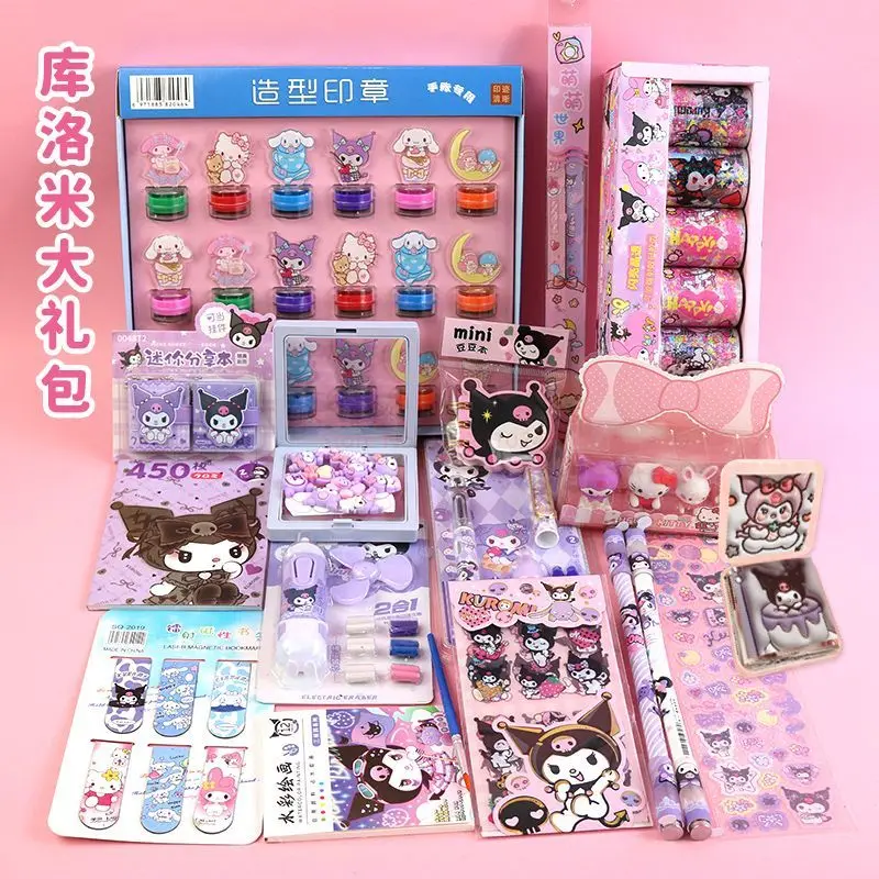 Sanrio Stationery Sets Kawaii Melody Kuromi Cinnamoroll Pompompurin Students Deluxe Stationery Gift Package School Supplies Set