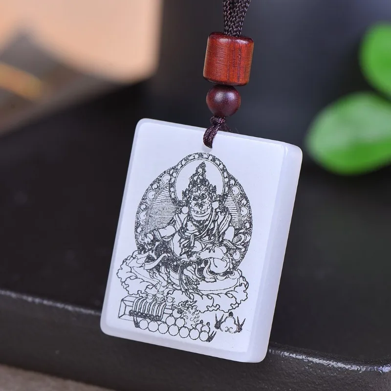 

Spirit White Gold Silk Jade Yellow God of Wealth Jade Pendant
