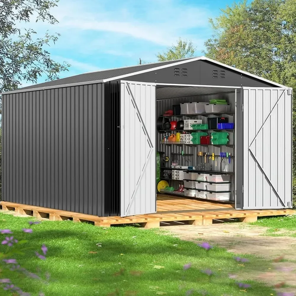 

10ftx12ft Large Metal Garden Sheds with Lockable Door,Waterproof Garden Shed Tool Room for Backyard Patio Outdoor Storage Sheds