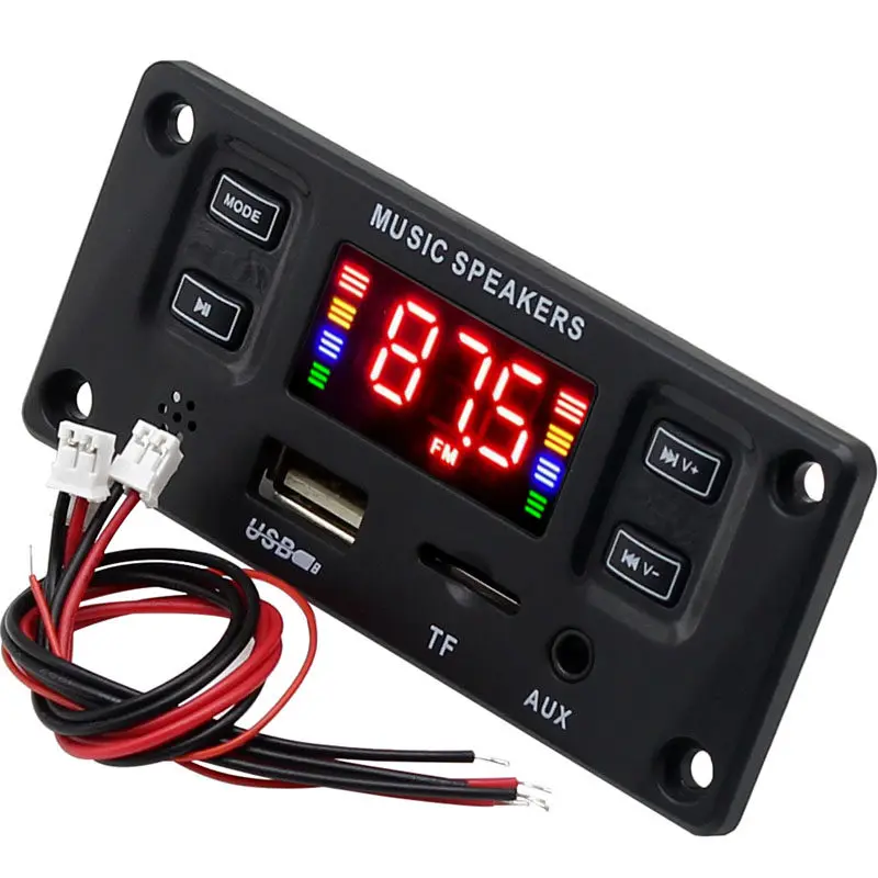 Color Screen Bluetooth Audio Amplifier for Car,12V Lossless Decoder Recording Call FM Radio DIY Module
