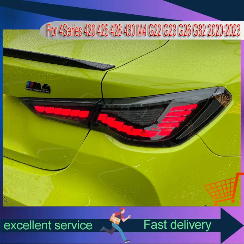 Taillight For BMW 4Series 420 425 428 430 M4 G22 G23 G26 G82 2020-2023 LED Dynamic Turn Signal Light Dragon Scale Refit Assembly