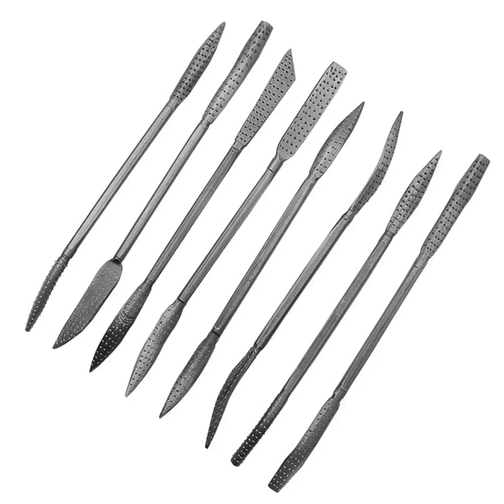 8pcs Coarse Riffler Files Carbon Steel Curved Double Ended Wood Rasp File Set Woodworking Carving High Quality