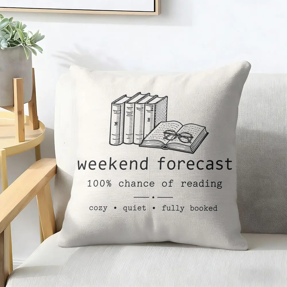 Book Waste Paper Cushion Cover Natural Linen Organic Fabric Double-Sided Printing Breathable For Decor
