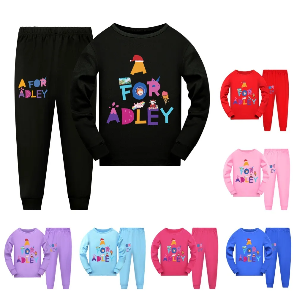 New Kids Clothes A for Adley Pajamas Sets Baby Girls Boys Cartoon Long Sleeve Tshirt+Pants 2pcs/set Children Casual outfit