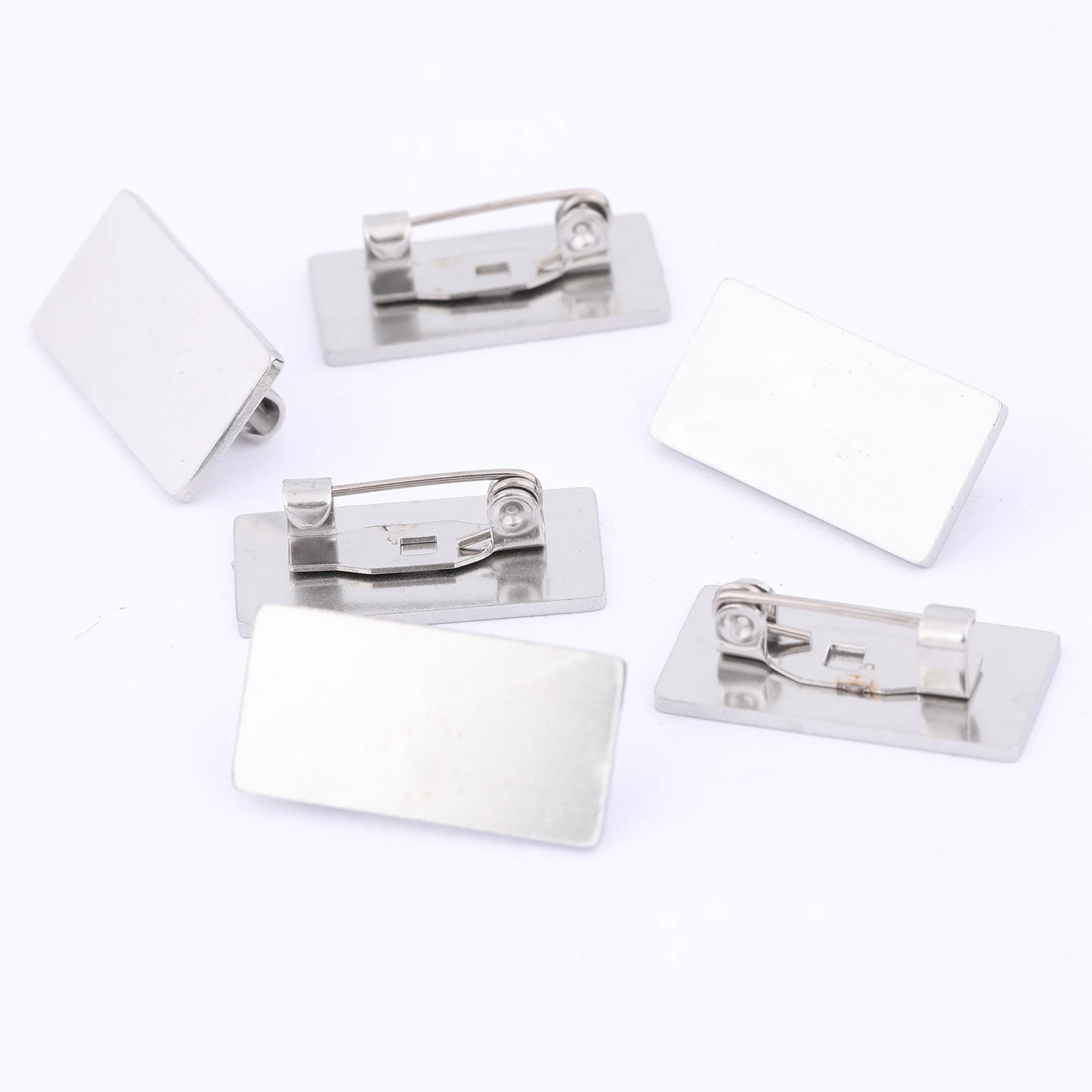 10pcs Stainless Steel 10x20mm Rectangle Pad Brooch Base Pin Backs Diy Bezel Settings For Brooches Making Supplies