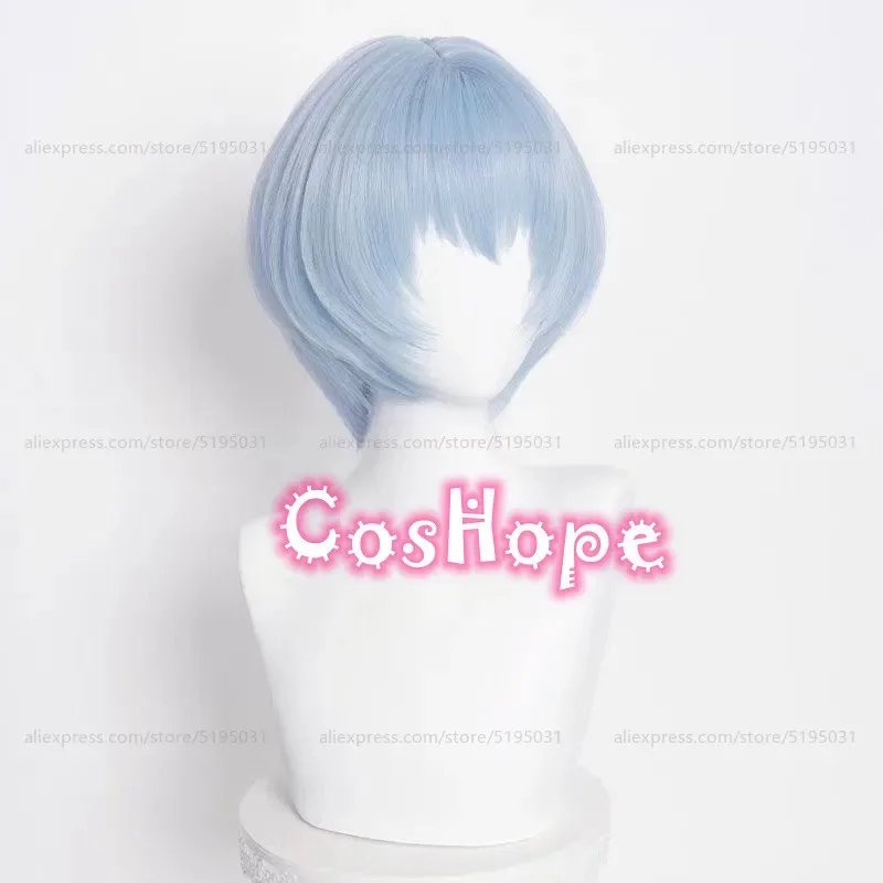 Peluca de Cosplay Rei Ayanami para mujer, peluca corta azul claro de 30cm, pelucas de Cosplay de Anime, pelucas sintéticas resistentes al calor