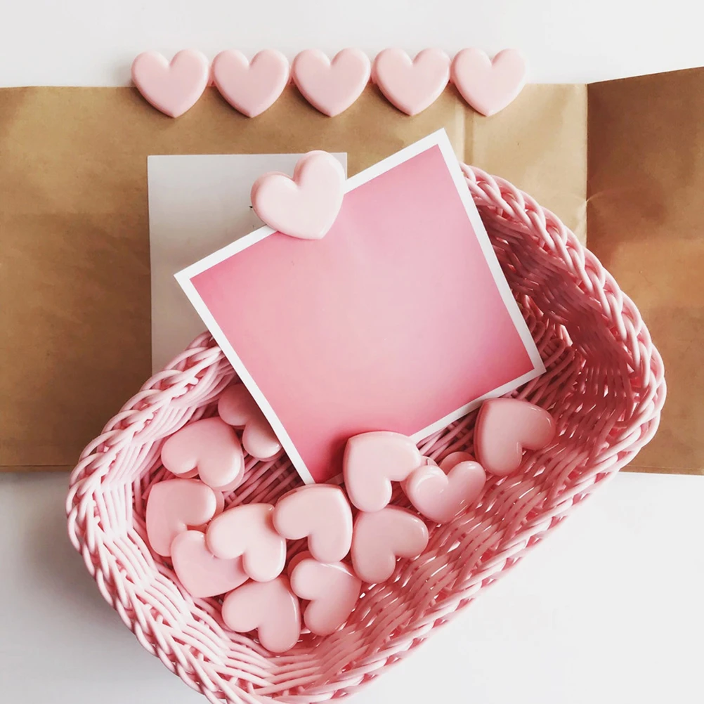 

12pcs Bright Colorful Binder Clips Pink Heart Design Multi-Purpose Clips Holders For Documents Folders Office Supplies