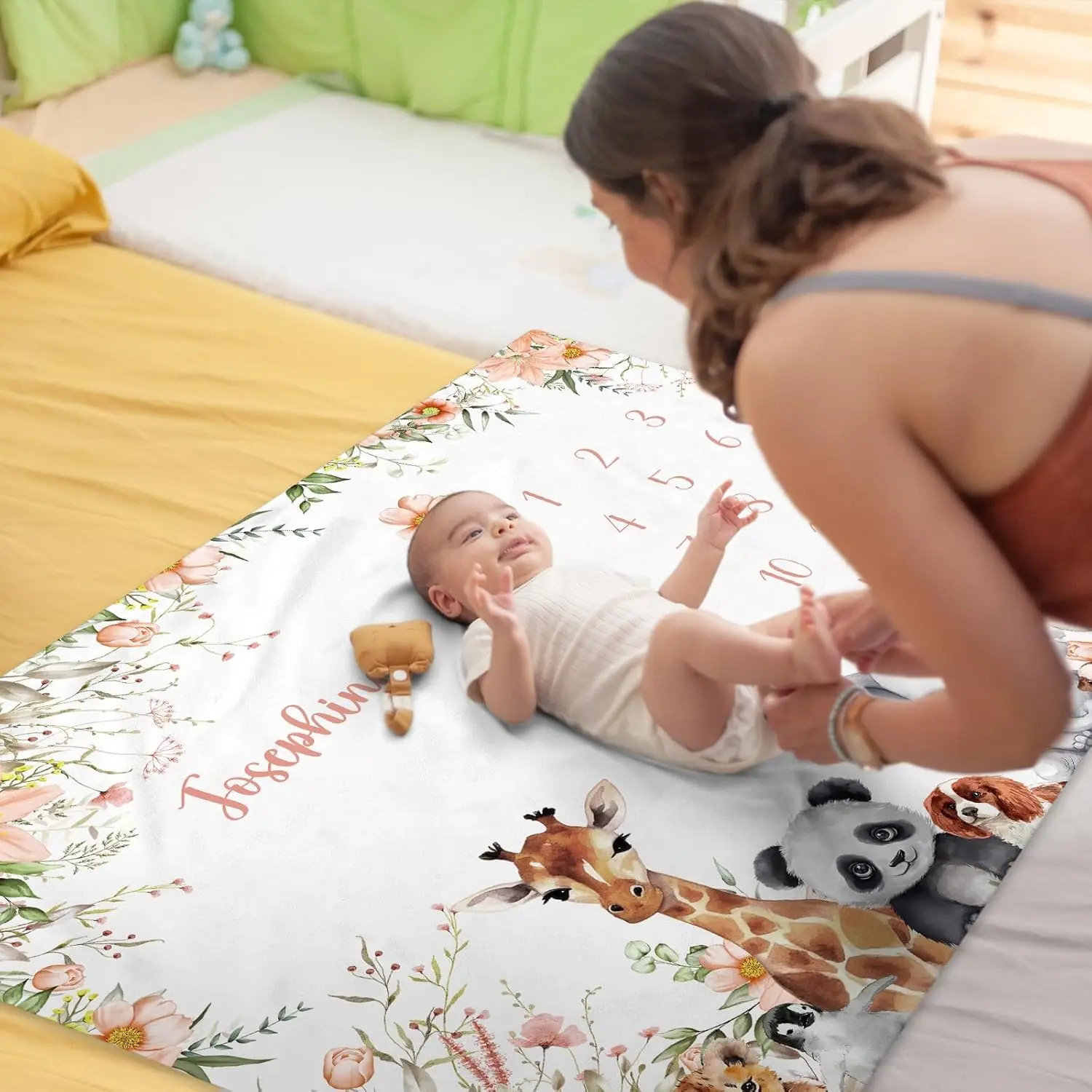 VIKAMA Newborn Photo Blanket, Baby Growth Memorial Gift Blanket, Comfortable and Warm Baby Coverlet, Home Decoration