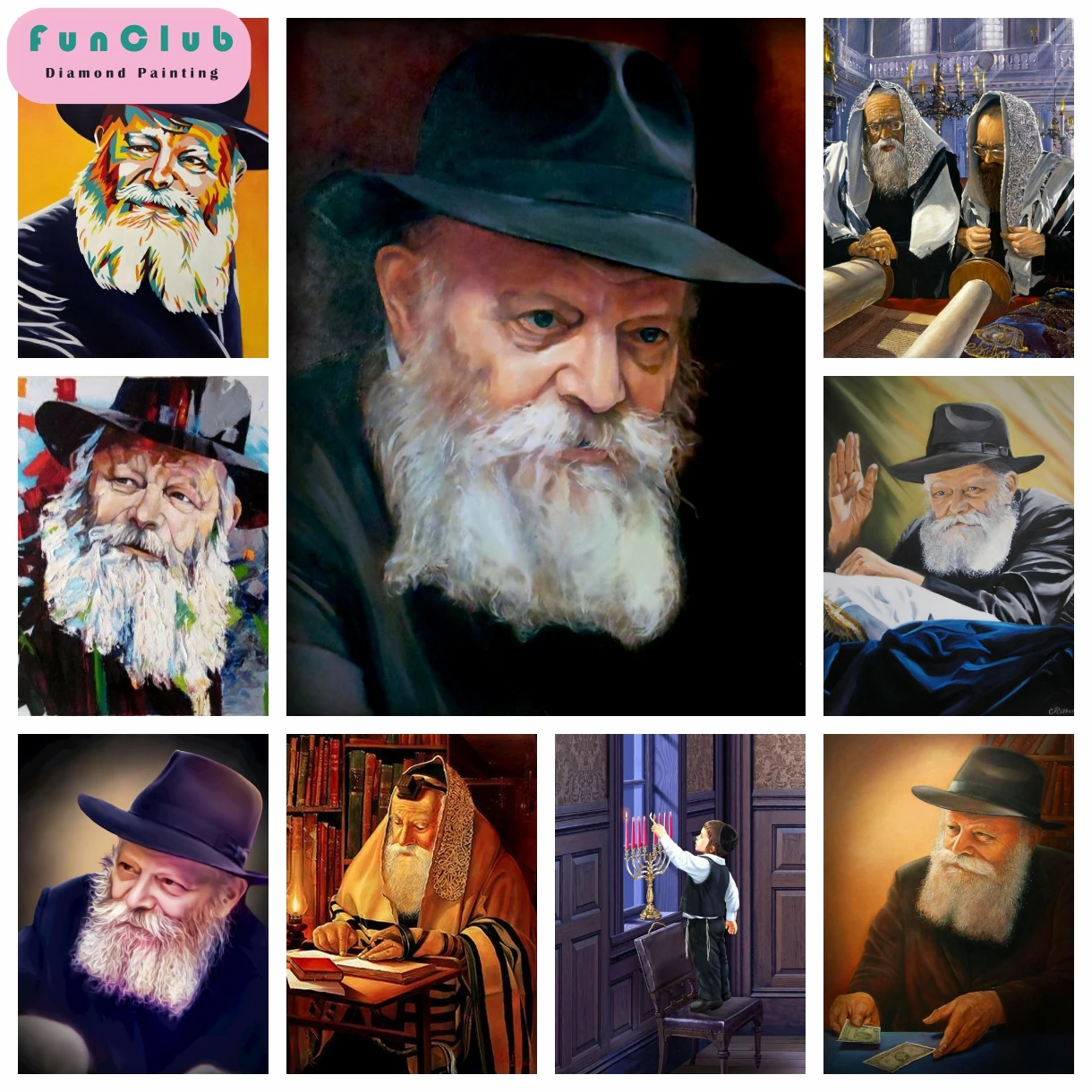 Jewish Rabbi Lubavitch Full Diamond Painting Kits Chabad Rebbe Torah Mosaic Portrait Art Cross Stitch Embroidery Home Decor Gift